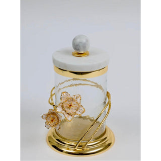 Hammered Glass Canister with marble lid - DesignedBy The Boss