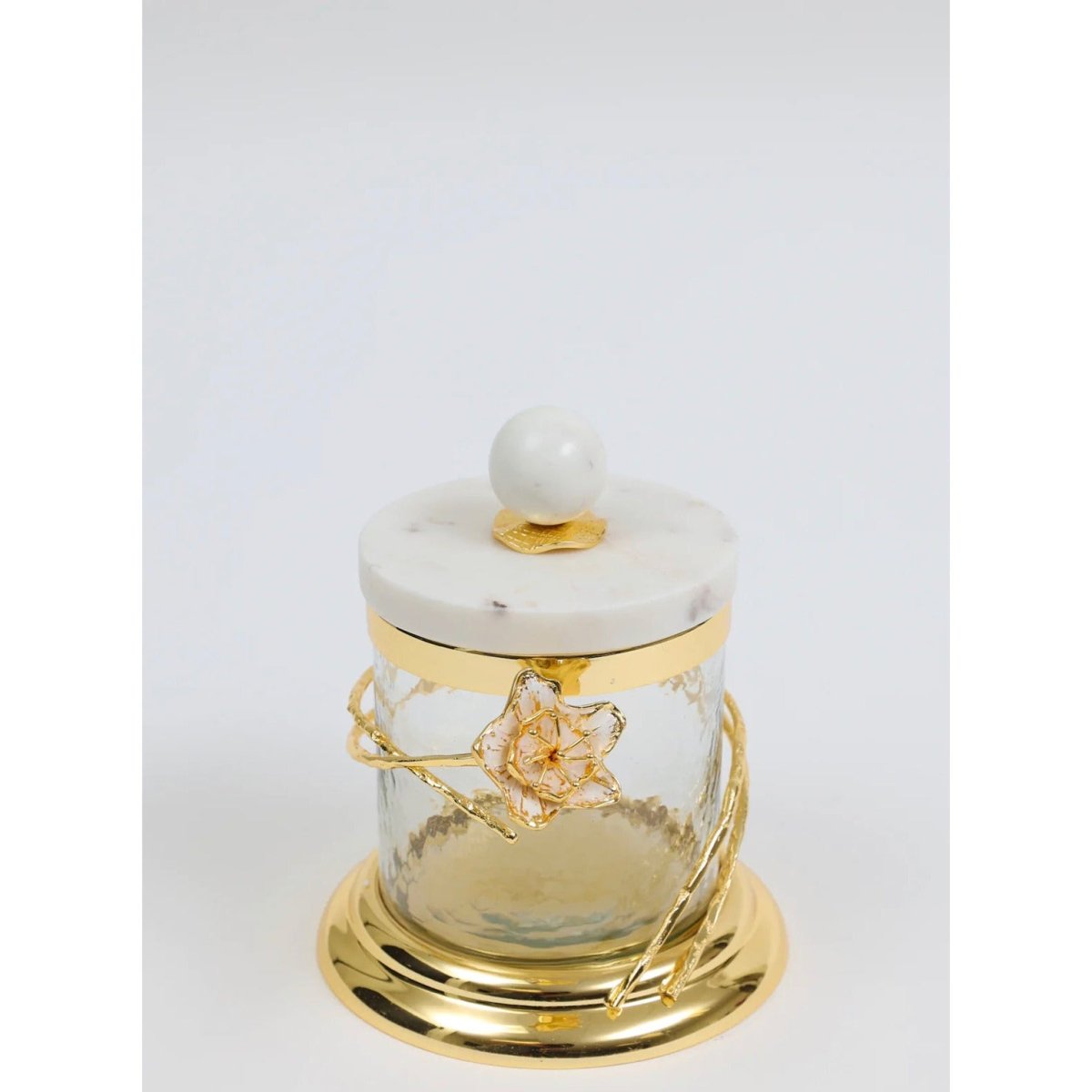 Hammered Glass Canister with marble lid DesignedBy The Boss
