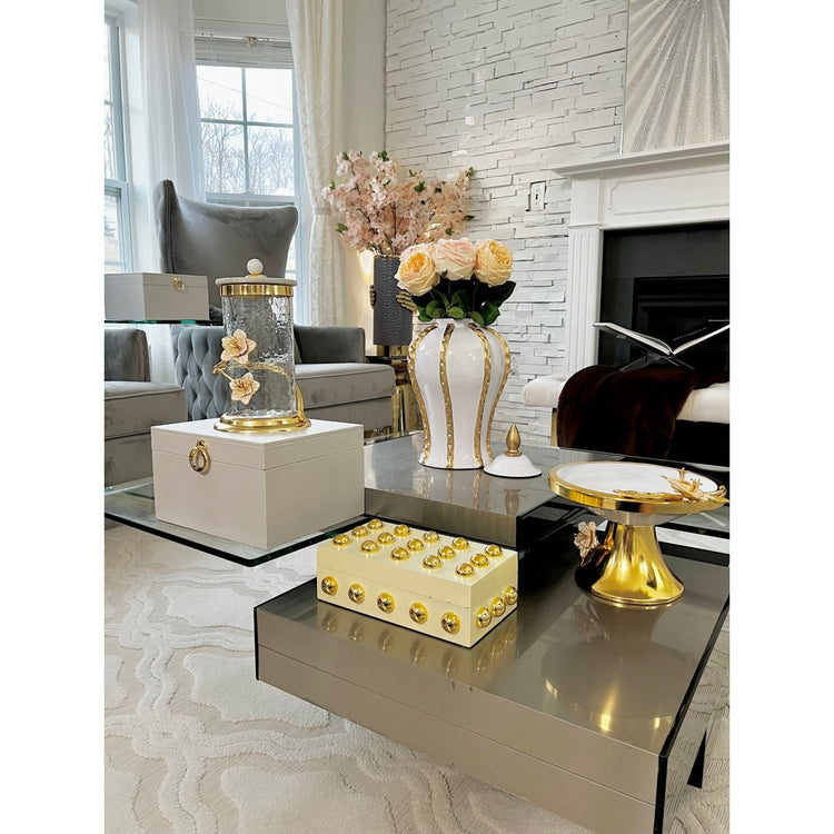 Hammered Glass Canister with marble lid DesignedBy The Boss