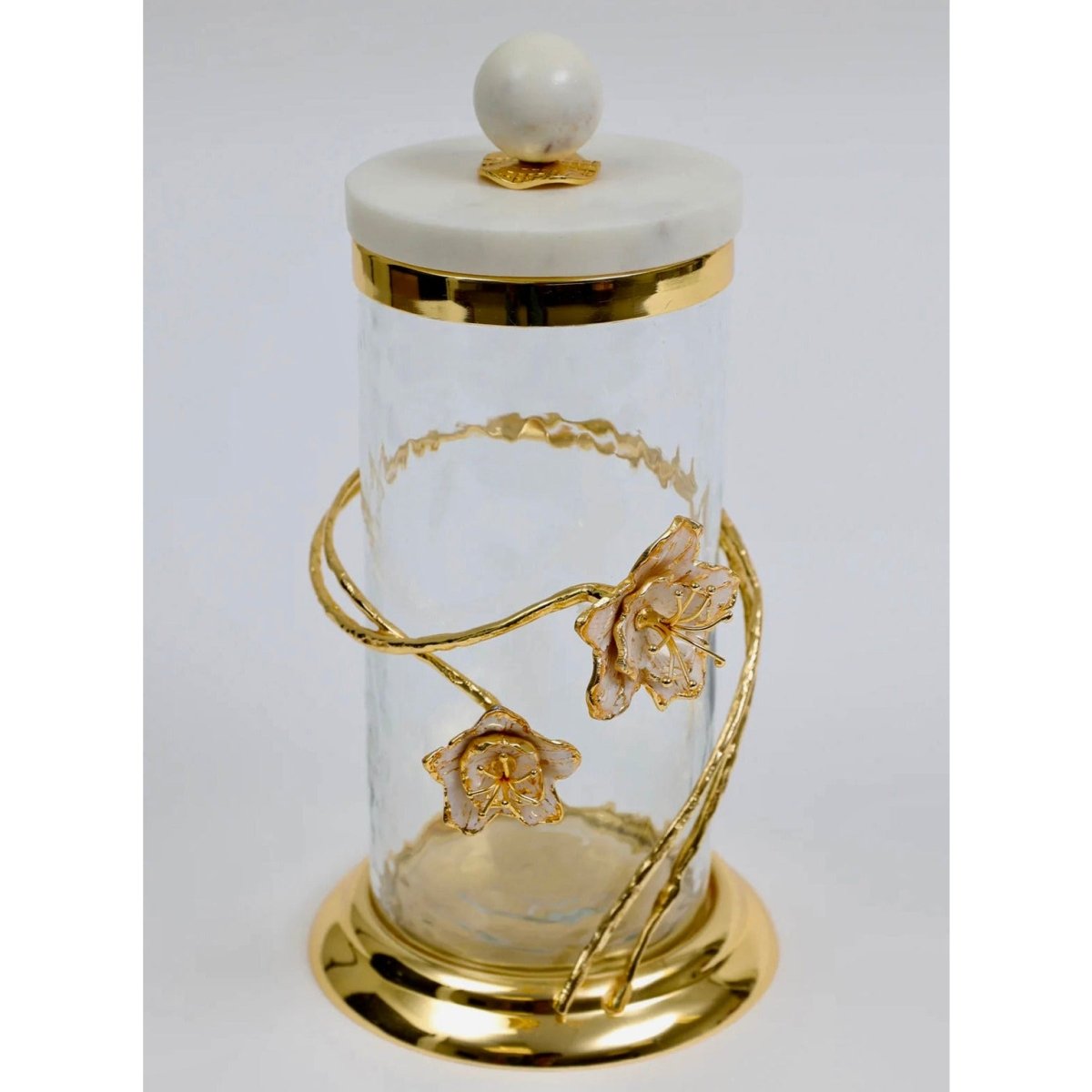 Hammered Glass Canister with marble lid DesignedBy The Boss