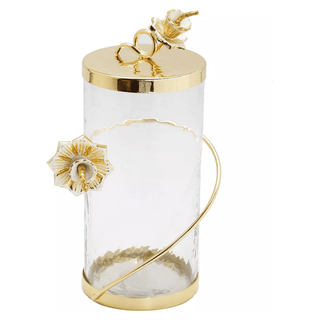 Hammered Glass Gold Flower Design Canisters( 3 Sizes) - DesignedBy The Boss