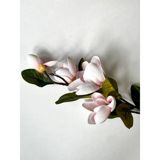 Large Faux Artificial Real Touch Magnolia Stem with 4 Flower Heads - DesignedBy The Boss