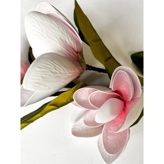 Large Faux Artificial Real Touch Magnolia Stem with 4 Flower Heads - DesignedBy The Boss