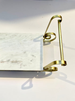 Large White Marble Serving Tray With Gold Details - DesignedBy The Boss