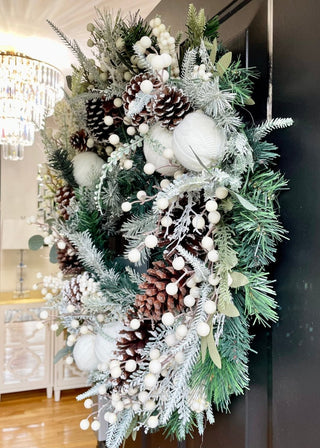 Lit Led Artificial Wreath With Frosted Berry Mixed Pine Cone - Ornaments - DesignedBy The Boss