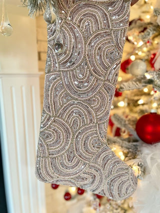 Luxury Beaded Christmas - Holiday Stockings, Glitter Stocking Set of 2 - DesignedBy The Boss