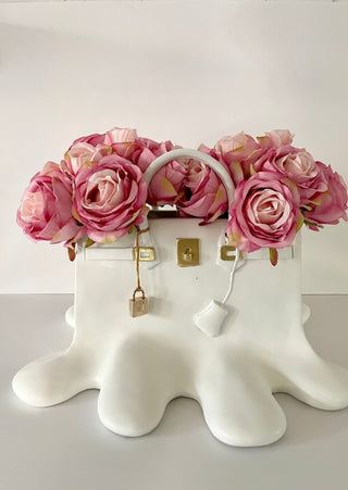 Luxury Designer Inspired Melting Resin Flower Vase HandBag Shape- Home Decor - DesignedBy The Boss