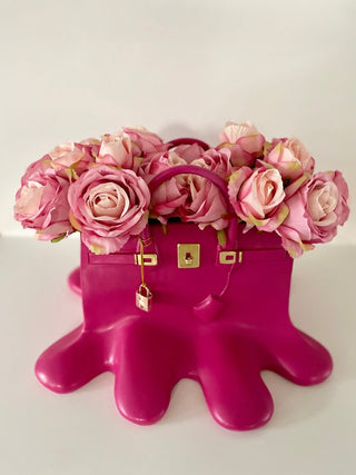 Luxury Designer Inspired Melting Resin Flower Vase HandBag Shape- Home Decor - DesignedBy The Boss