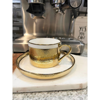 Luxury White Gold Or Silver Plated Coffee Mugs With Saucer - DesignedBy The Boss