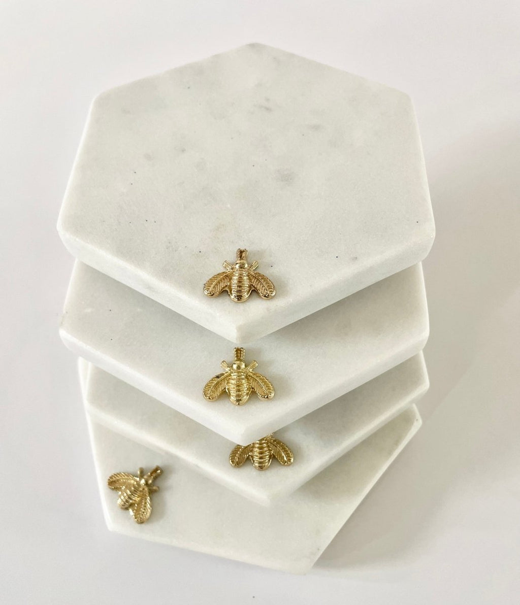 Mable Coaster With Gold-Finished Zinc Honeybees - Home Decor(Set OF 4 ...