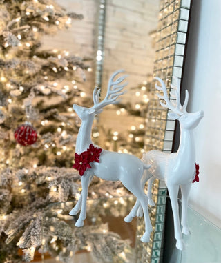 Majestic Deer Figure, Christmas Decor White & Red - DesignedBy The Boss
