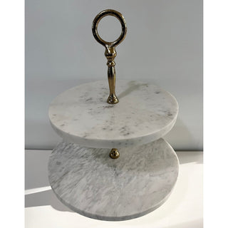 Marble Two Tiered Stand with Accent Gold - DesignedBy The Boss
