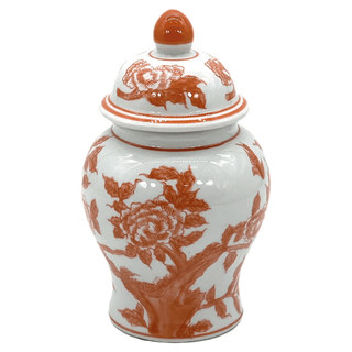 Mini Ceramic Ginger Jar with Lid (Orange & White) - DesignedBy The Boss