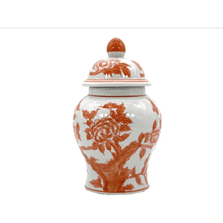 Mini Ceramic Ginger Jar with Lid (Orange & White) - DesignedBy The Boss