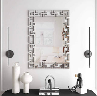 Modern 47 Inches Greek Key Framed Accent Mirror - DesignedBy The Boss