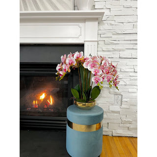 Multiple Stems of Phalaenopsis Orchid Floral Arrangement in Gold Planter - DesignedBy The Boss