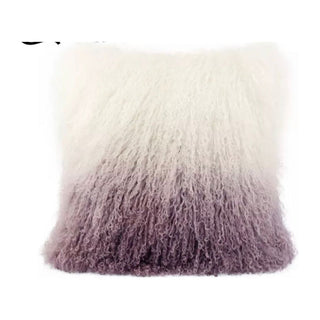 Ombre Mongolian Sheepskin Fur Throw Pillow 22''X 22'' - DesignedBy The Boss