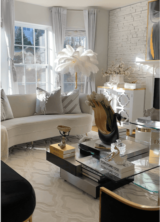 Ostrich Feather and Branch Floor Lamp White/Gold 67" - DesignedBy The Boss