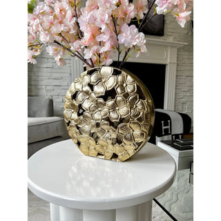 Oval Decorative Vase Brass With Floral Design - DesignedBy The Boss
