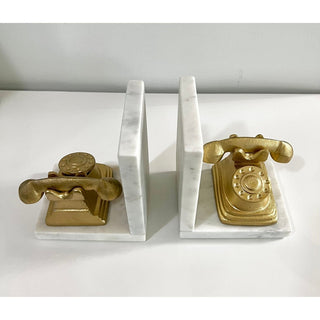 Pair Of Exquisite Marble Decorative Bookends With Gold Accent - DesignedBy The Boss