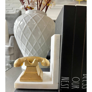 Pair Of Exquisite Marble Decorative Bookends With Gold Accent - DesignedBy The Boss