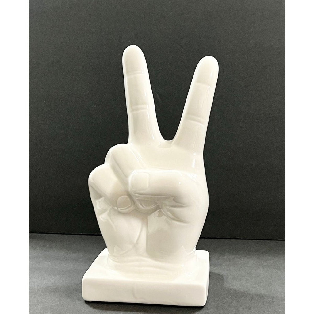 Peace Sign Gesture Freestanding Sculpture Desktop Statue 12-inch Heigh ...