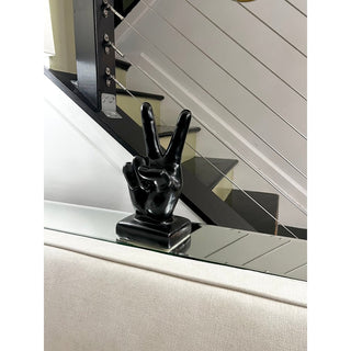 Peace Sign Gesture Freestanding Sculpture Desktop Statue 12-inch Height Black, White - DesignedBy The Boss