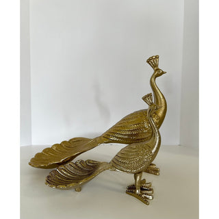 Peacock Metal Sculpture Statue Gold-Bronze Finish