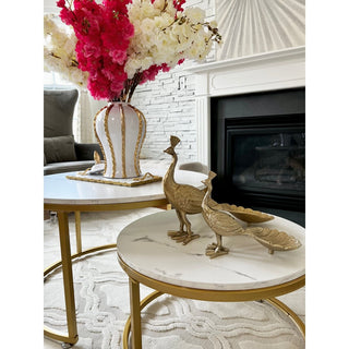 Peacock Metal Sculpture Statue Gold-Bronze Finish