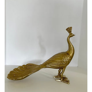 Peacock Metal Sculpture Statue Gold-Bronze Finish - DesignedBy The Boss