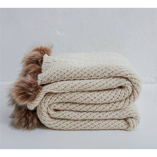 Pom Pom Knit Throw Blanket Super Soft Warm Cozy - DesignedBy The Boss