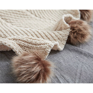 Pom Pom Knit Throw Blanket Super Soft Warm Cozy - DesignedBy The Boss
