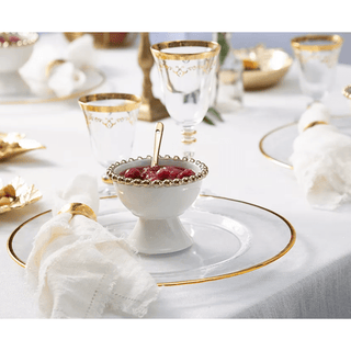 Porcelian White Dessert cups with Gold Beaded Design (Set of 4) - DesignedBy The Boss