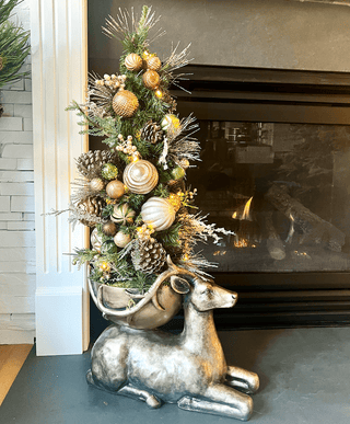 Pre-lit Christmas Tree Seating In A Deer, Holiday Decor - DesignedBy The Boss