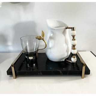 Rectangular Agate Top Decorative Serving Tray - DesignedBy The Boss
