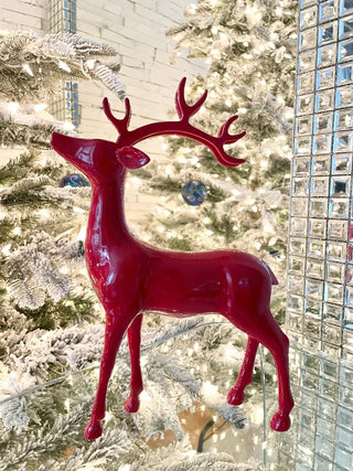 Red Majestic Deer Figure, Christmas Decor - DesignedBy The Boss