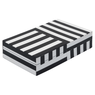 Resin 2-Piece Set Striped Boxes Black/White Decorative Boxes - DesignedBy The Boss