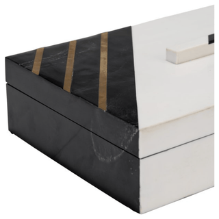 Resin 2-Piece Set Striped Boxes With Knob, Black/White Decorative Boxes - DesignedBy The Boss
