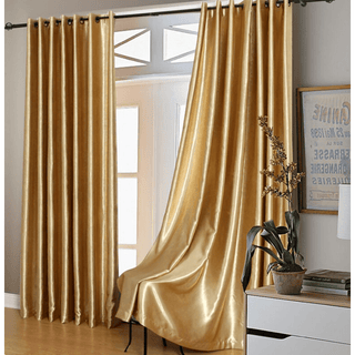 Semi-Blackout Shiny Gold Curtains (2 Panels) - DesignedBy The Boss