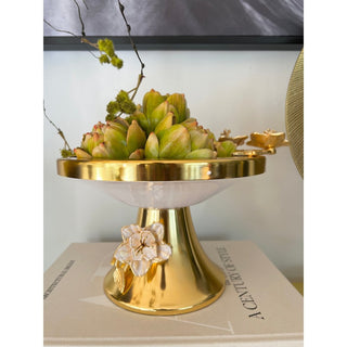 Serving Porcelain Cake Stand Gold & White - DesignedBy The Boss