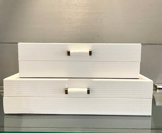 Set of 2 White Leather Decorative Boxes - DesignedBy The Boss