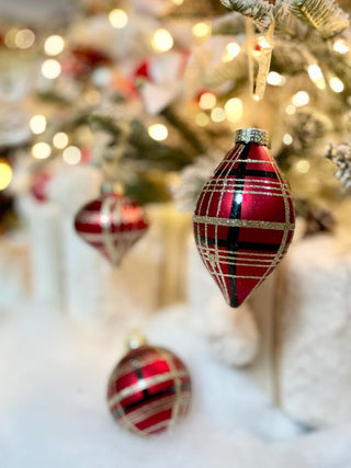 Set Of 3 Plaid Glass Ornaments - DesignedBy The Boss