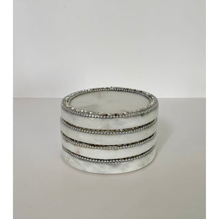 Set of 4 Marble Coasters with Silver Details - DesignedBy The Boss