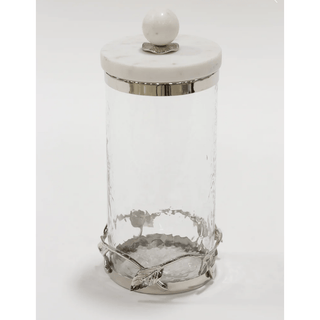 Silver Metal Leaf Branch Canisters With Marble Lid - DesignedBy The Boss