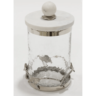 Silver Metal Leaf Branch Canisters With Marble Lid - DesignedBy The Boss