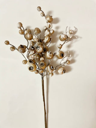 Sparkly Iced Champagne Pomegranate Pick -Holiday Floral Decor - DesignedBy The Boss