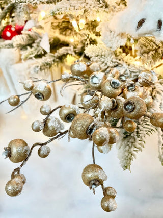 Sparkly Iced Champagne Pomegranate Pick -Holiday Floral Decor - DesignedBy The Boss