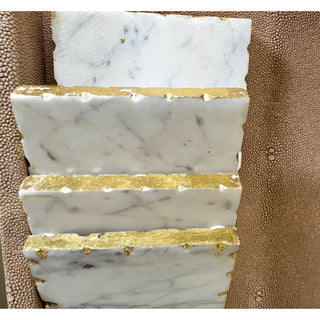 Square Marble Coasters With Gold Edge - DesignedBy The Boss