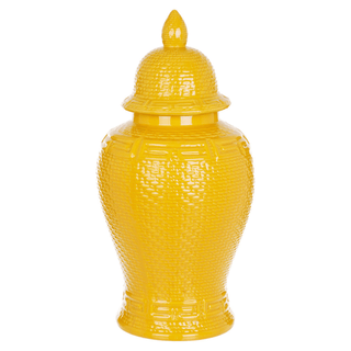 Textured Decorative Ceramic Jar w/Lid - Yellow - DesignedBy The Boss