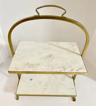 Two Tiered Marble Stand with Accent Gold